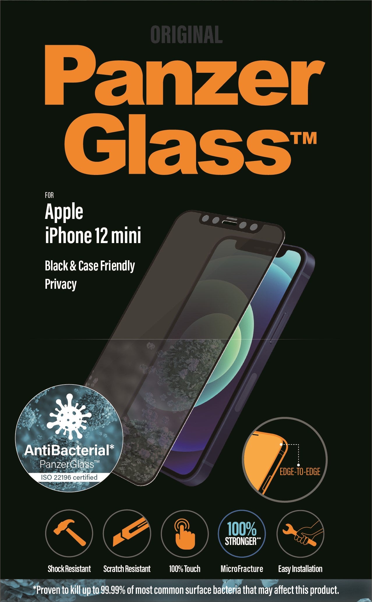 PanzerGlass™ iPhone 12 mini Privacy, Sort - Lootbox.dk