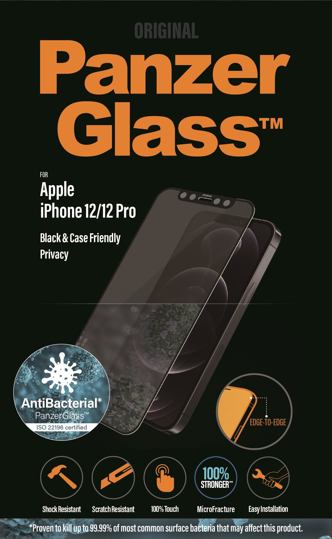 PanzerGlass™ iPhone 12/12 Pro, Privacy, Sort - Lootbox.dk