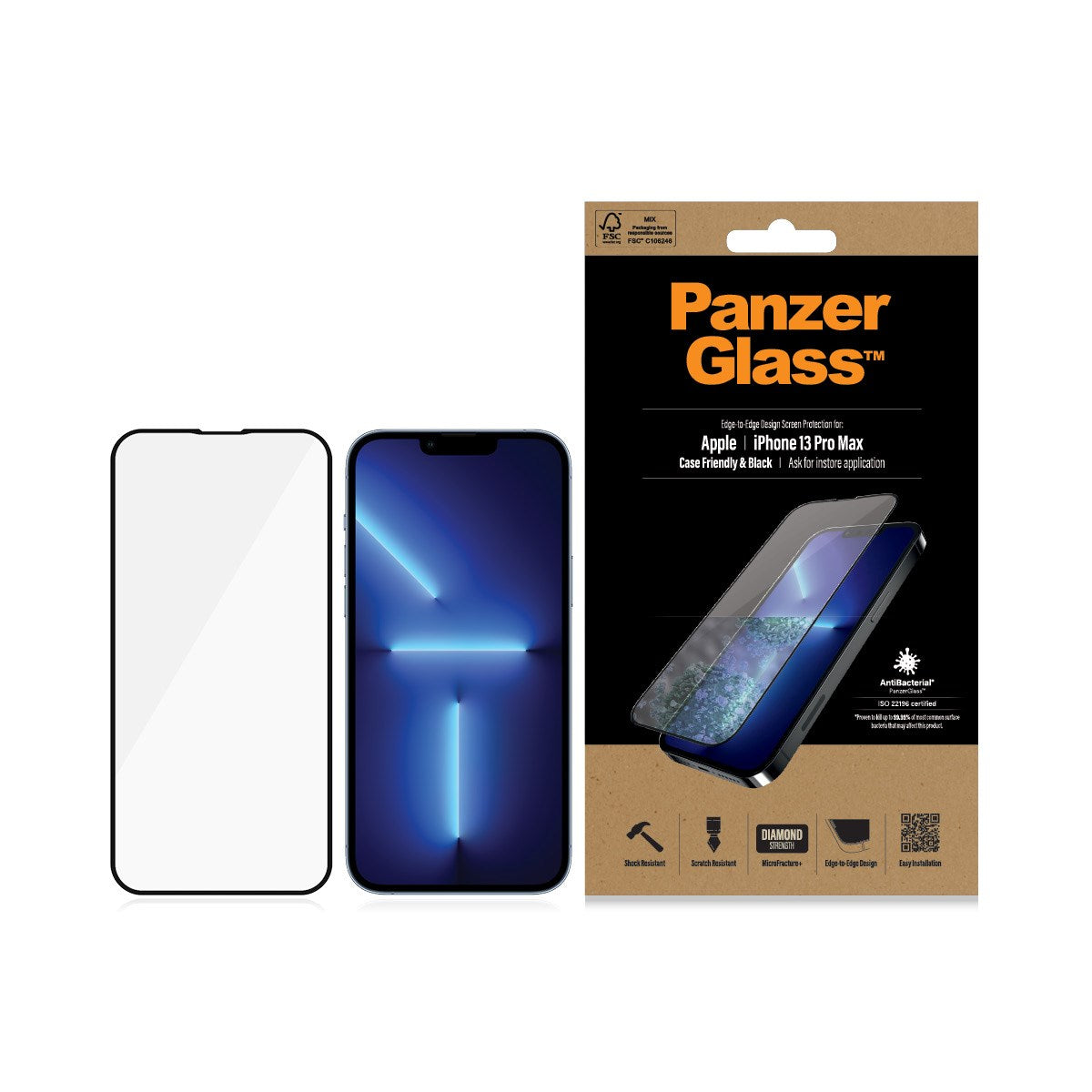 PanzerGlass™ iPhone 13 Pro Max, Sort
