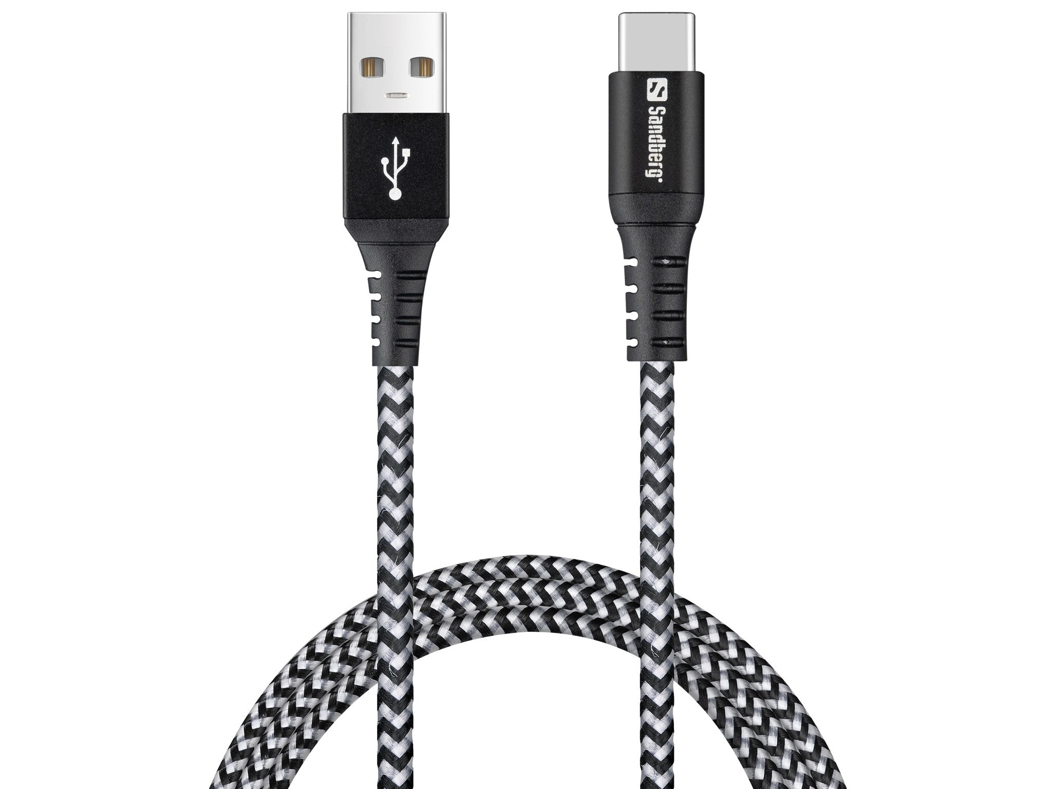 Sandberg USB-C til USB-A Kabel Survivor, Sort/Hvid (1m)